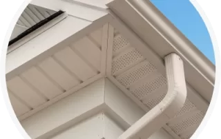 circular image of new gutter on house