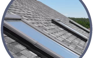 Roof with three skylights