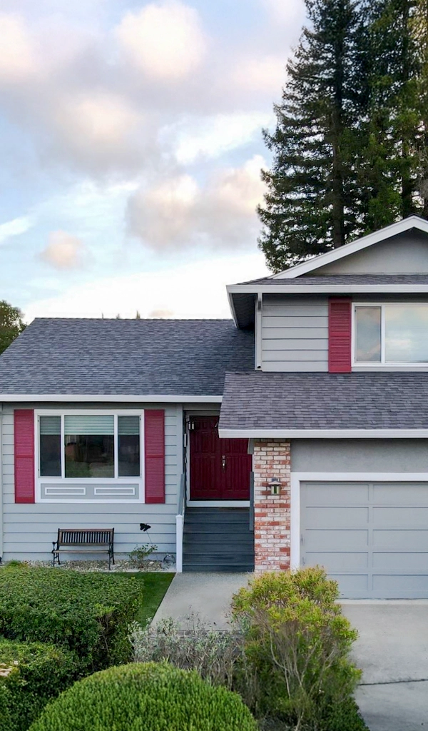 Completed residential roof replacement on a two-story home by Tri Valley Roofing.