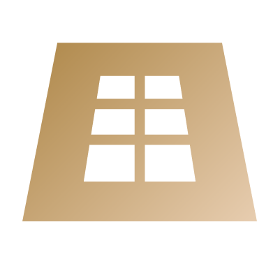 Gold icon of a skylight.
